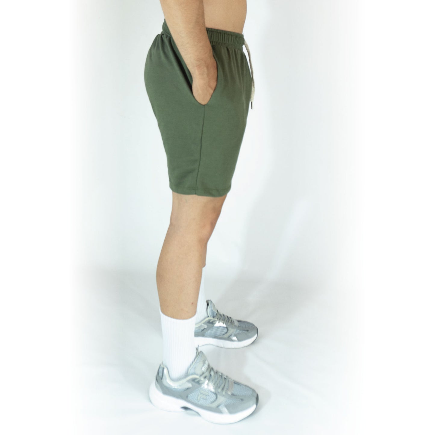 Pantaloneta verde militar algodón premium