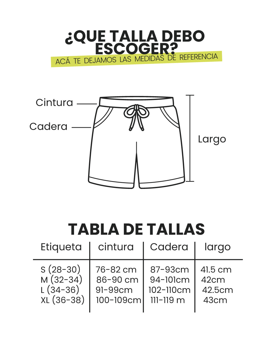 Guía de tallas Pantaloneta Antifluido Lycrado Premium