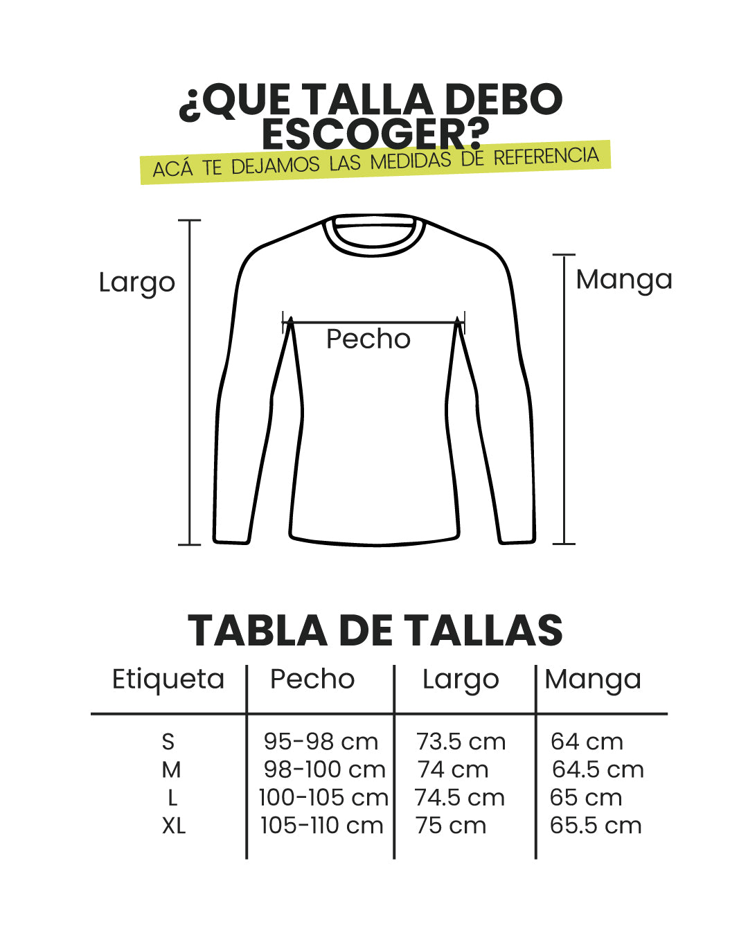 Guía de tallas Buzo de compresión